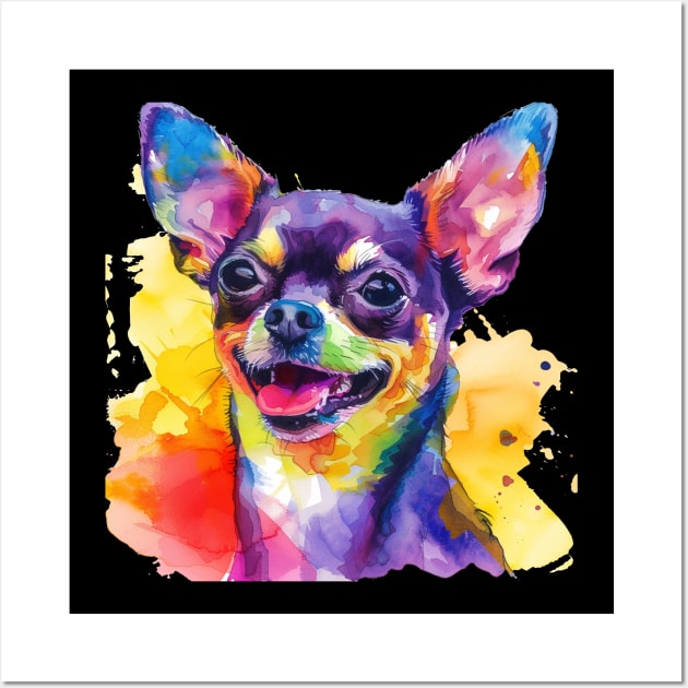 Chihuahua Dog Water Color Pop Art Design for Dog Lover Wall Art by karishmamakeia